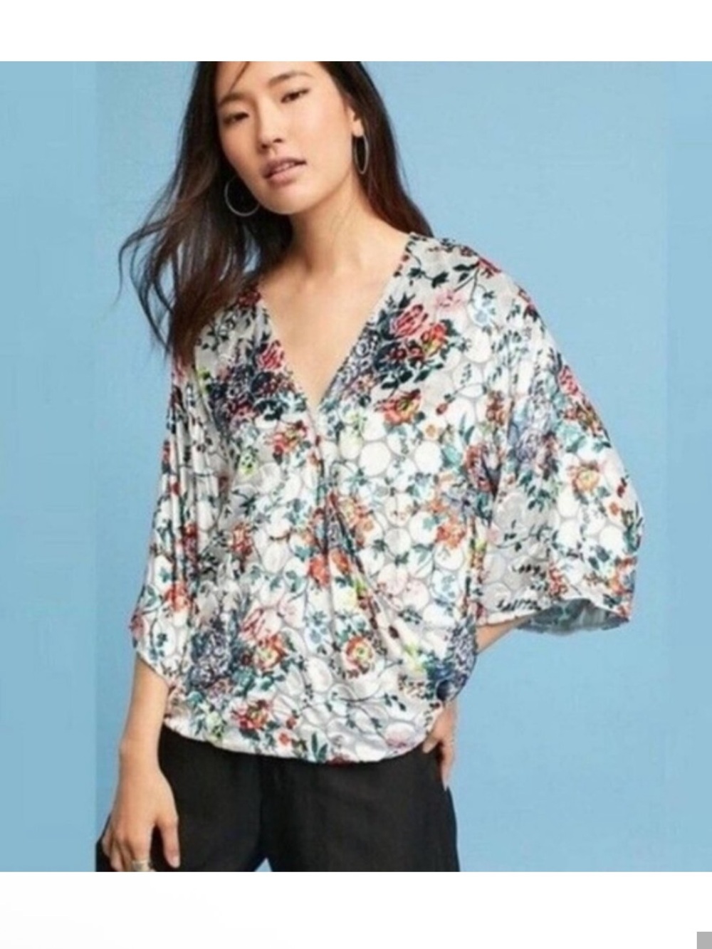 Anthropologie Maeve Silk Blend Umi Velvet Floral Blouse Medium